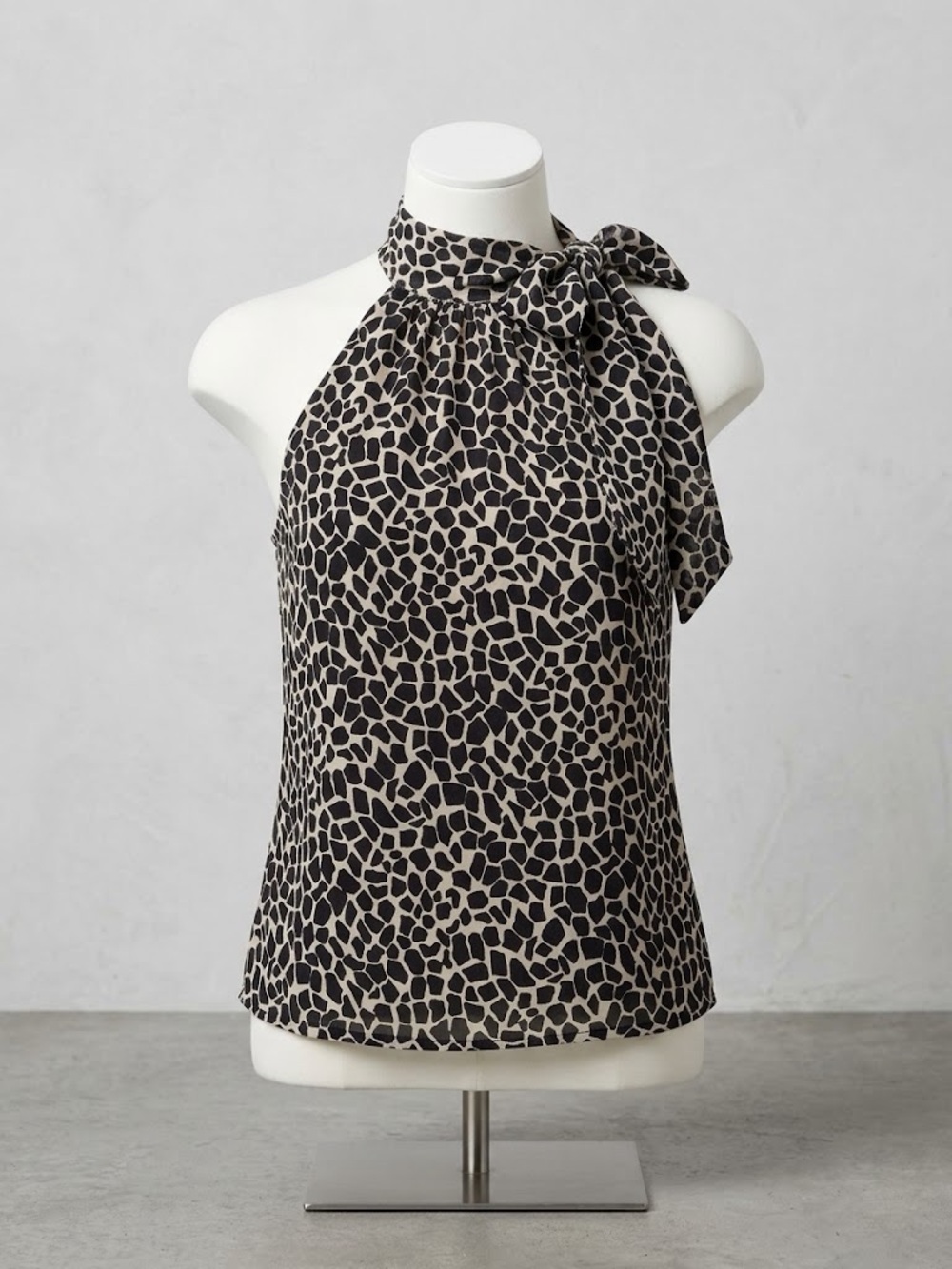 & Other Stories Black and Beige Tie-Neck Halter Cami